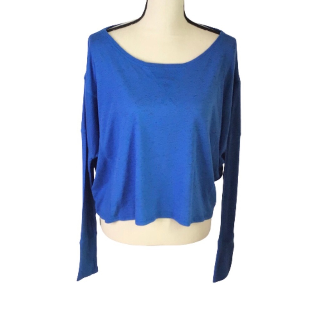 Athleta Royal Blue Crop Top Yoga Long Sleeve Large